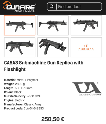 Image 4 pour MP5 light grip mosfet edition Classic Army