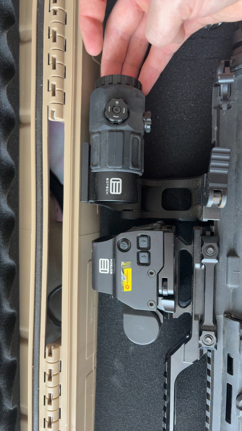 Bild 1 für EO tech (replica)Holographic, EO Tech Magnifier G45, Hydra mount en Riser mount voor magnifier te koop.