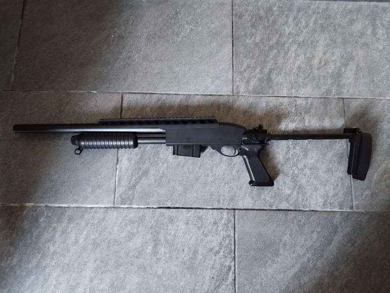 Image 1 for A&K m870 full metal shotgun met EBR style kolf en top rail