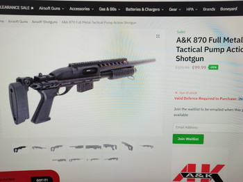 Image 3 for A&K m870 full metal shotgun met EBR style kolf en top rail