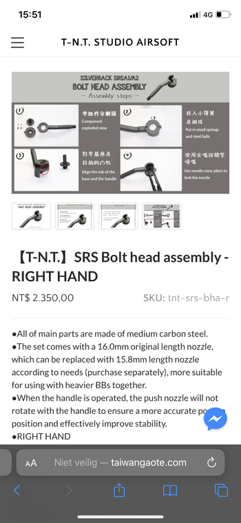 Image 4 for TNT Silverback SRS Bolt head Assembly