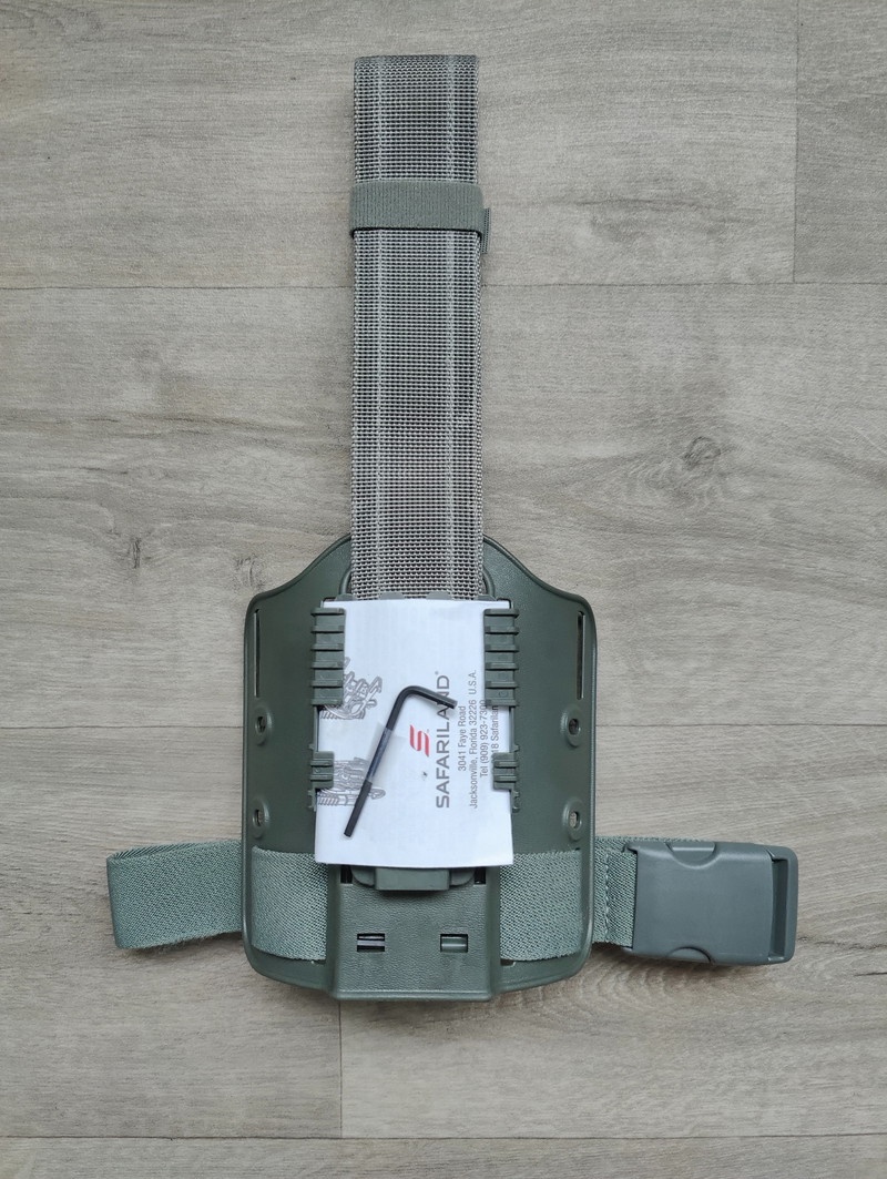 Image 1 for NIEUW Safariland dropleg platform nato green + QLS mount