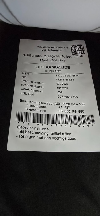 Bild 4 für NFP Protectievest met softballistic inhoud