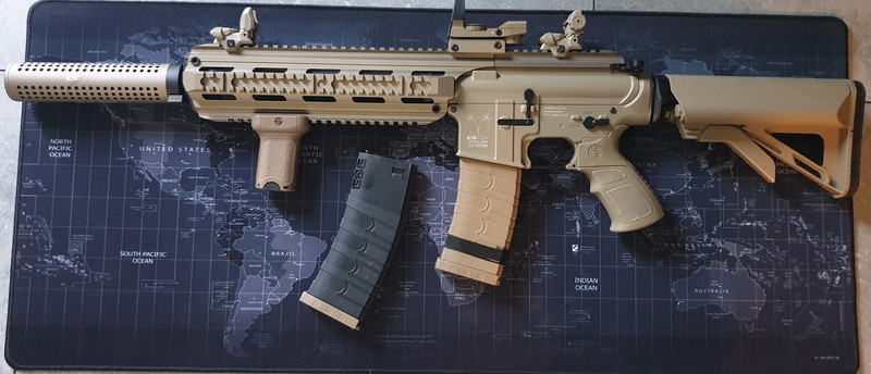 Image 1 for ics CXP MMR carbine tan met theta red dot