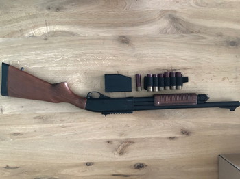 Image 4 for Titel: Golden Eagle M870 gas shotgun full metal met real wood