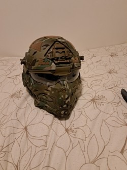 Bild 3 für SeeboJK Tactische Integraalhelm Ingebouwde Headset en Anticondensventilator, Afneembare Zwarte/Doorzichtige Veiligheidsbril en Ademend Beschermend Masker, voor Airsoft Paintball,Cp