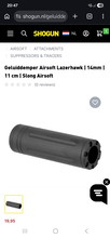 Image pour Geluiddemper Airsoft Lazerhawk | 14mm | 11 cm | Slong Airsoft