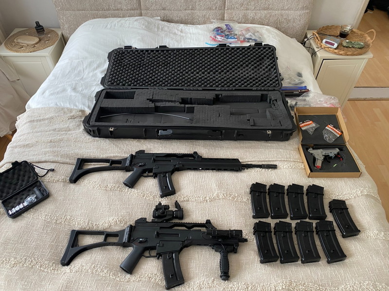 Imagen 1 de complete airsoft g36 set - 2replicas 11 mags. hardcase en onderdelen