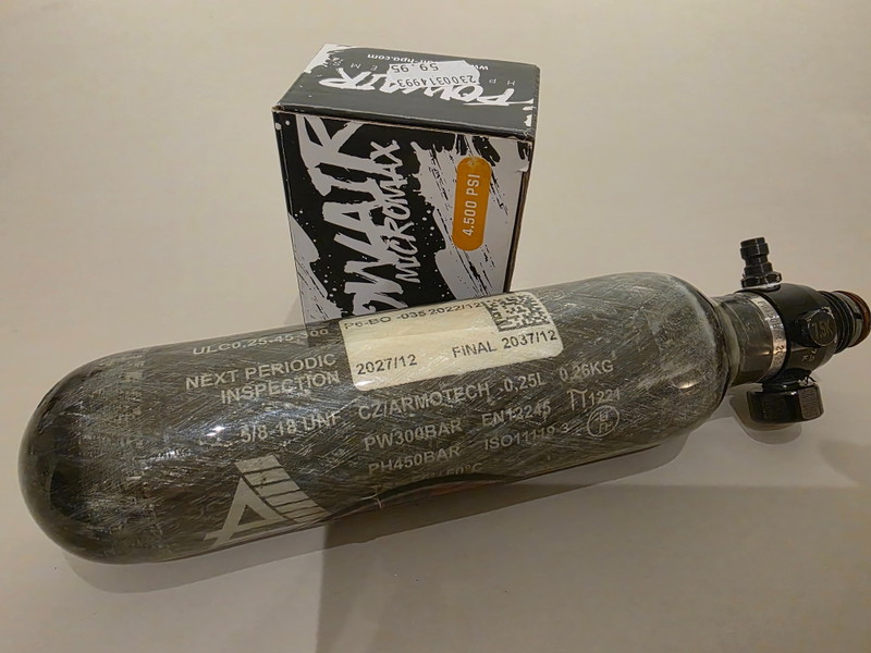 Image 1 for Hpa bottle 0.25L kevlar Armotech 4500psi met regulator