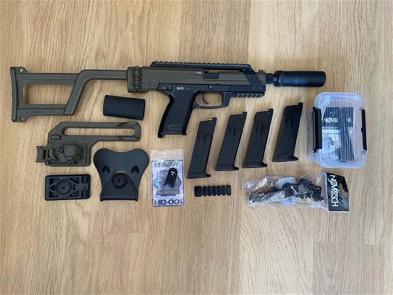 Image 1 for (Leuven, BE) Novritsch SSX23 Tridos Nano kit TDC + 4x green gas mags upgraded mag cap naar 27rds + DTD holster & veel meer...
