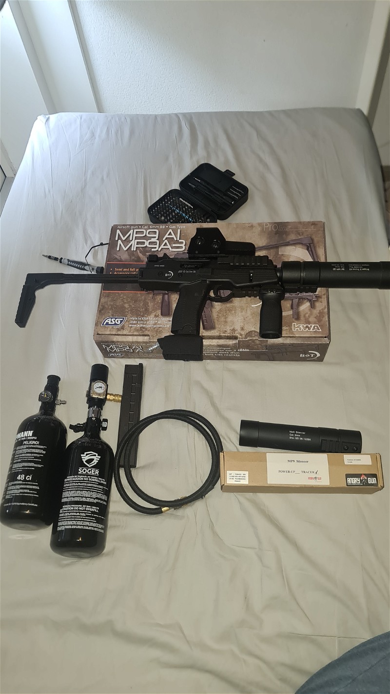 Afbeelding 1 van Mp9 gbb/hpa hele set ready to go met extra's!