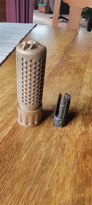 Image 2 for Knight's Armament Airsoft 556 QDC / CQB Airsoft Suppressor (14mm CW) Tan