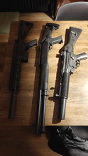 Afbeelding van 3x Gebruikte replicas, mp5, springer shotgun, lege 416 shell