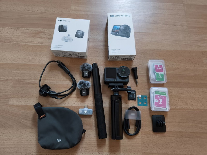 Image 1 for DJI Osmo Action 6 Action Cam Kamera mit 256GB MicroSD + DJI Mic Minis + Extras