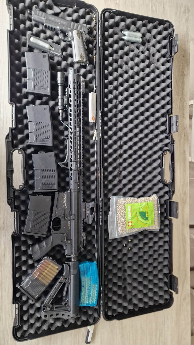 Bild 1 für Complete Airsoft Kit G&G TR16 MBR 308 en Colt 1911 plus accessoires