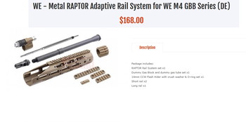 Image 3 pour WE Raptor Handguard Front RIS Rail 10Zoll