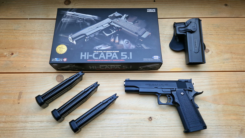 Image 1 pour TKA - Tokyo Marui Hi-Capa 5.1 met 3 magazijnen en holster.