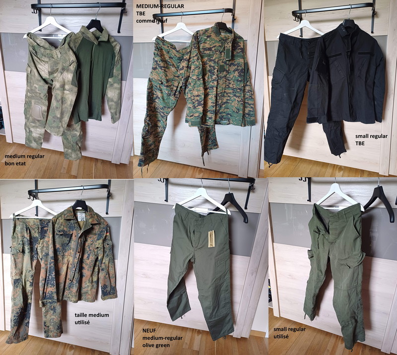 Afbeelding 1 van lot of 4 uniforms and 2 pants, size M - S